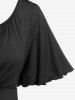 Plus Size Lettuce Ruched Keyhole Flutter Sleeves Surplice Tee -  