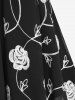 Plus Size Pearl Buckle Panel Ruched Twist Ruffles Embroidery Rose Flowers Chiffon 2 In 1 Top -  