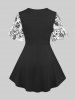 Plus Size Crochet Blue And White Porcelain Floral Print Pleated Twist Ruched 2 In 1 Top -  
