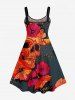 Robe Débardeur Hawaïen Ligne A Crâne Fleur Imprimés de Grande Taille - Multi-A 5X