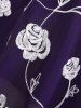 Haut Fleur Rose Brodée Panneau en Mousseline de Grande Taille à Volants - Concorde 5x | US 30-32