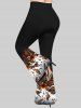 Pantalon Evasé Peinture Eclaboussée Papillon Imprimé Grande Taille - Noir 4X