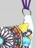 Plus Size Feather Print Crisscross Strappy Back Rings Boyshorts Tankini Swimsuit -  