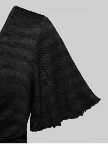 Plus Size Twisted Plunging Crop Top and 3D Flower Print Spaghetti Strap Cottagecore Dress