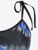 Plus Size Skull Rose Tie Dye Print Cinched Ruched Tie Boyshorts Tankini Swimsuit -  