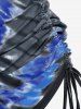 Plus Size Skull Rose Tie Dye Print Cinched Ruched Tie Boyshorts Tankini Swimsuit -  
