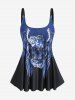 Maillot de Bain Tankini Aile de Rose Crâne Imprimés de Grande Taille à Lacets - Bleu profond 1X | US 14-16