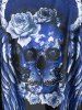 Maillot de Bain Tankini Aile de Rose Crâne Imprimés de Grande Taille à Lacets - Bleu profond 1X | US 14-16
