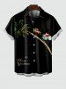 Plus Size Christmas Sled Elk Santa Claus Coconut Tree Print Buttons Pocket Shirt For Men -  