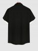 Plus Size Christmas Sled Elk Santa Claus Coconut Tree Print Buttons Pocket Shirt For Men -  