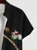 Plus Size Christmas Sled Elk Santa Claus Coconut Tree Print Buttons Pocket Shirt For Men -  