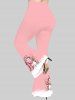 Plus Size Christmas Ball Snowman Flowers Snowflake Colorblock Print Flare Pants -  