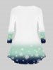 Plus Size Christmas Santa Claus Snowflake Ombre Colorblock Print T-shirt -  