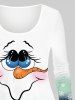 Plus Size Christmas Santa Claus Snowflake Ombre Colorblock Print T-shirt -  
