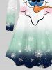 Plus Size Christmas Santa Claus Snowflake Ombre Colorblock Print T-shirt -  