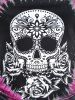Plus Size Skull Rose Tie Dye Print Cinched Ruched Tie Boyshorts Tankini Swimsuit -  