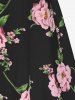 Plus Size Twisted Plunging Crop Top and 3D Flower Print Spaghetti Strap Cottagecore Dress -  