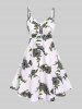 Robe style cottagecore grande taille avec haut court plongeant torsadé et bretelles spaghetti à imprimé floral 3D - Gris 2X | US 18-20