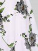 Robe style cottagecore grande taille avec haut court plongeant torsadé et bretelles spaghetti à imprimé floral 3D - Gris 2X | US 18-20