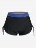 Plus Size Skull Rose Wing Print Cinched Boyshorts Tankini Swimsuit -  