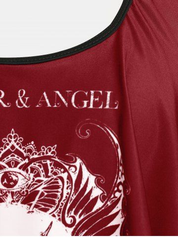 Plus Size & Curve Gothic Skull Print Ruffled Overlay Tankini Swimwear