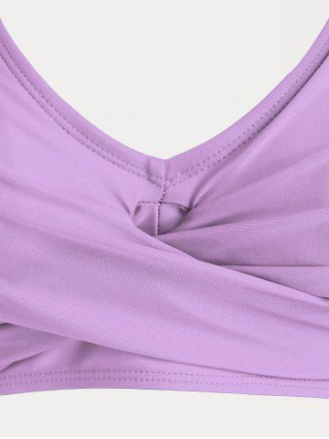 Plus Size & Curve Skull Rose Print Crossover Three Piece Bikini Swimsuit