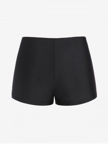 Plus Size Skull Bowknot Heart Stars Print Boyleg Tankini Swimsuit