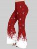 T-shirt Asymétrique Grande Taille Imprimé Élément de Noël - Rouge 