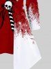 T-shirt Asymétrique Grande Taille Imprimé Élément de Noël - Rouge 