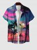 Short de Plage Transparent Ombré Imprimé Cocotier et Lune Coloré Grande Taille pour Couples - Multi-A 