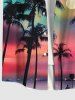 Short de Plage Transparent Ombré Imprimé Cocotier et Lune Coloré Grande Taille pour Couples - Multi-A 