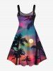 Short de Plage Transparent Ombré Imprimé Cocotier et Lune Coloré Grande Taille pour Couples - Multi-A 