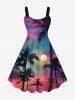 Short de Plage Transparent Ombré Imprimé Cocotier et Lune Coloré Grande Taille pour Couples - Multi-A 