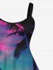 Short de Plage Transparent Ombré Imprimé Cocotier et Lune Coloré Grande Taille pour Couples - Multi-A 