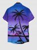 Plus Size Coconut Tree Star Sky Galaxy Sea Print Buttons Pocket Hawaii Shirt For Men -  