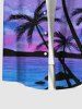 Plus Size Coconut Tree Star Sky Galaxy Sea Print Buttons Pocket Hawaii Shirt For Men -  
