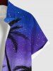 Plus Size Coconut Tree Star Sky Galaxy Sea Print Buttons Pocket Hawaii Shirt For Men -  