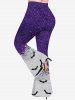 Plus Size Glitter Sparkling Galaxy Sequins Bat Print Halloween Pull On Flare Pants -  
