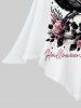 Plus Size Skull Rose Flower Eagle Moon Star Letters Print Halloween Pullover Asymmetric Cape Cloak -  