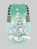 Plus Size Christmas Tree Snowman Snowflake Ombre Plaid Stripes Print Raglan Sleeve T-shirt -  