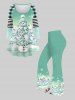 Plus Size Christmas Tree Snowman Snowflake Ombre Plaid Stripes Print Raglan Sleeve T-shirt -  