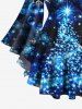 Plus Size Christmas Tree Ball Snowflake Glitter Light Beam 3D Print Lattice Crisscross Flare Sleeve T-shirt -  
