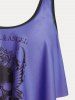 Plus Size & Curve Gothic Skull Print Ruffled Overlay Tankini Swimwear -  