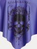 Plus Size & Curve Gothic Skull Print Ruffled Overlay Tankini Swimwear -  