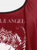 Plus Size & Curve Gothic Skull Print Ruffled Overlay Tankini Swimwear -  
