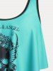 Maillot de Bain Tankini Gothique Superposé Crâne Imprimée de Grande Taille à Volants - Vert 5X