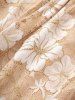Plus Size Floral Lace Panel Gold Line Ruched Layered A Line Milkmaid Dress -  