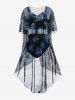 Plus Size Underwire Floral Tankini Swimsuit With Cover Up Set -  
