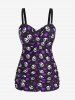 Plus Size Skull Bowknot Heart Stars Print Boyleg Tankini Swimsuit -  