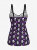 Plus Size Skull Bowknot Heart Stars Print Boyleg Tankini Swimsuit -  